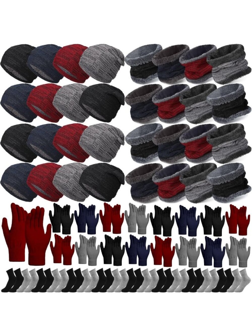 Cozy Winter Knit Set: 68 Pcs Hats, Scarves, Gloves & Socks for Women - Multi